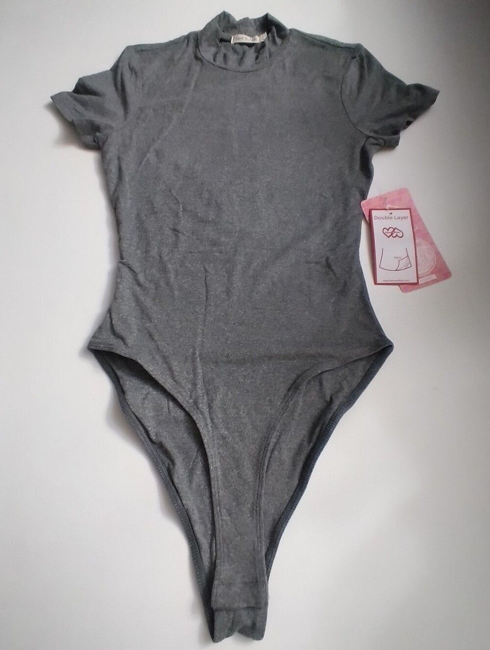 Heart & Hips Gray Short-Sleeve One-Piece Bodysuit New Size S
